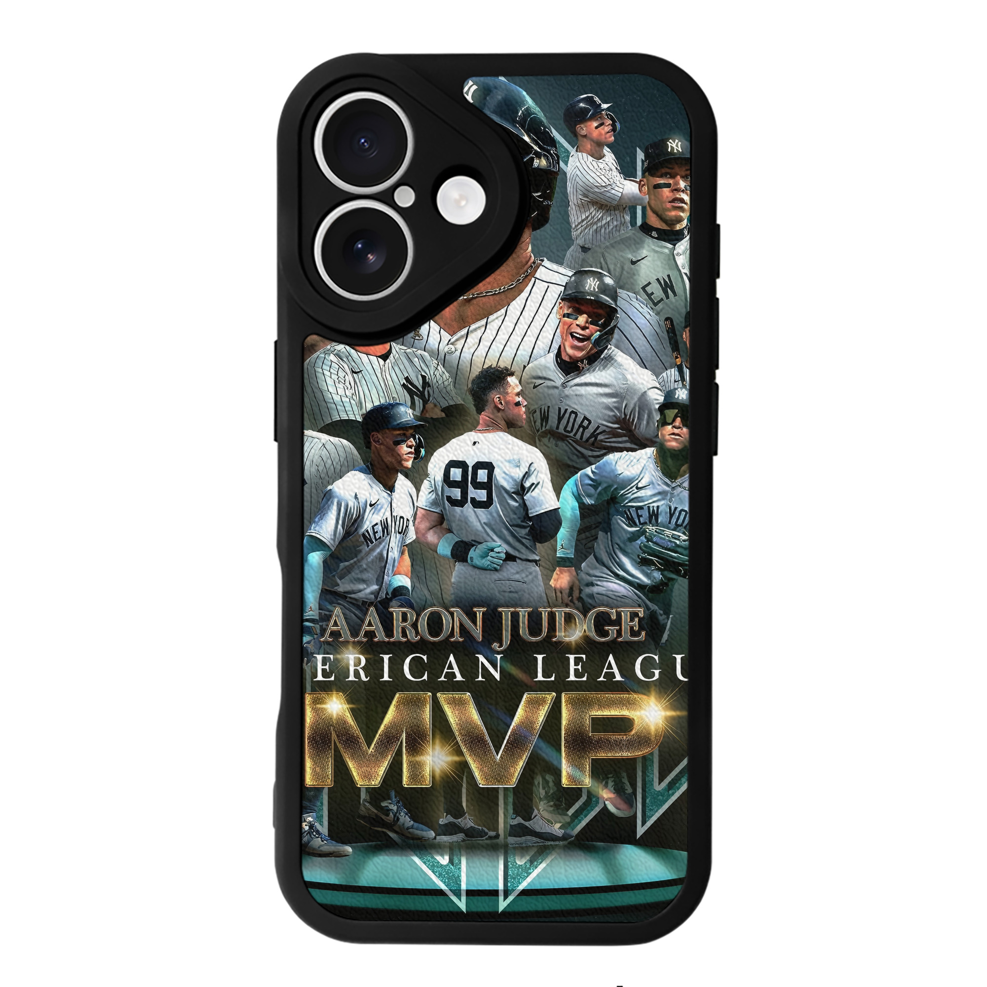 Aaron Judge MVP IPhone 16 Silicone Leather Case – UV Print, Lambskin Texture – Perfect Fit, Wireless Charging Compatible, Scratch Resistant, Precise Cutouts – Stylish Protection For IPhone 16